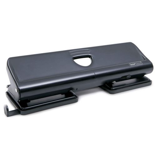 Rapesco - Perforateur 4 trous 720 métal Noir - 22 feuilles - Acier robuste - Idéal bureau