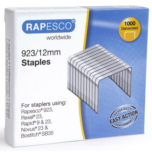 Rapesco - Agrafes 23/12 Galvanisé - Boîte de 1000 - Pour Brocheuse - 12mm Hauteur