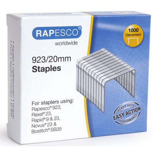 Rapesco - Agrafes 23/20 Galvanisé - Boîte de 1000 - Pour Brocheuse - 20mm Hauteur