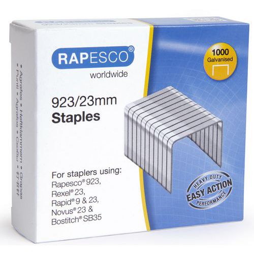 Rapesco - Agrafes 23/23 Galvanisé - Boîte de 1000 - Pour Brocheuse - Télétravail