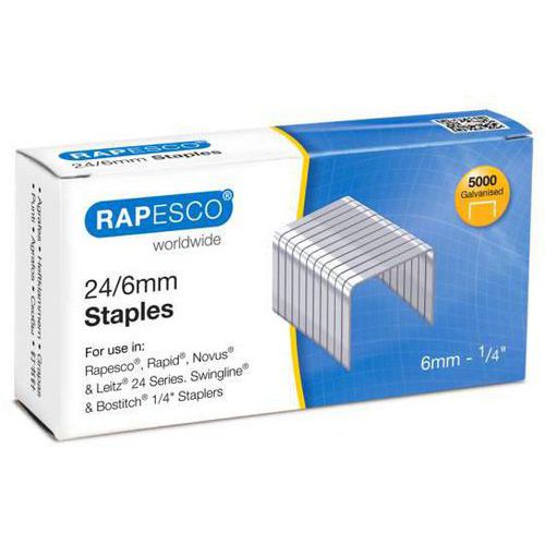 Rapesco - Boîte de 5000 agrafes 24/6 galvanisé - Pour agrafeuse - Télétravail