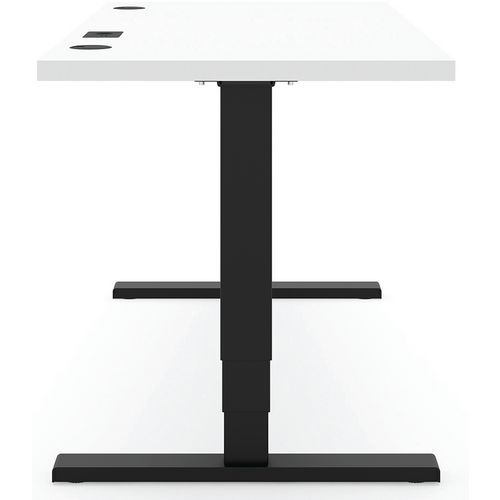 Actiforce - Bureau droit Elements Solid 2000 Noir - 200x80cm - Réglable en hauteur 64-130cm - Charge 100kg - Chargeur Qi intégré - Ergonomique