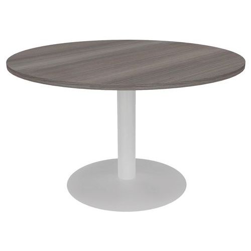 Table Réunion Pied Central Métal Ã˜ 100 Cm Cèdre/blanc
