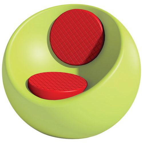 Fauteuil Rondo Vert Pantone 380u - Assise Et Dossier Rouge Ral 3020
