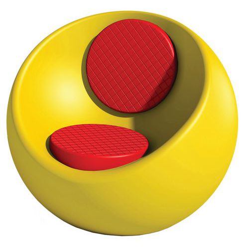 Fauteuil Rondo Jaune Ral 1016 - Assise Et Dossier Rouge Ral 3020