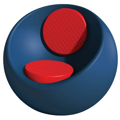 Fauteuil Rondo Bleu Cobalt Ral 5013 - Assise Et Dossier Rouge Ral 3020