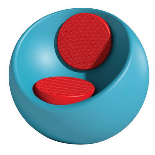 Fauteuil Rondo Bleu Pastel Ral 5024 - Assise Et Dossier Rouge Ral 3020