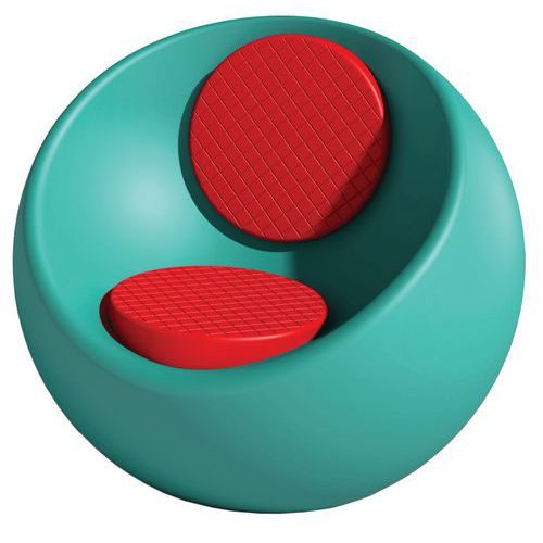 Fauteuil Rondo Bleu Turquoise Ral 5018 - Assise/dossier Rouge Ral 3020