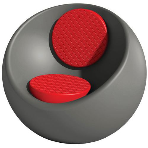 Fauteuil Rondo Gris Quartz Ral 7039 - Assise Et Dossier Rouge Ral 3020