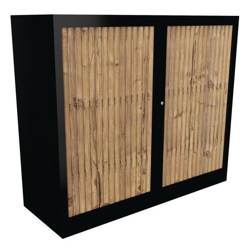 Armoire à Rideaux Classif 102x120 Cm Corps Noir/rid Chêne Brut