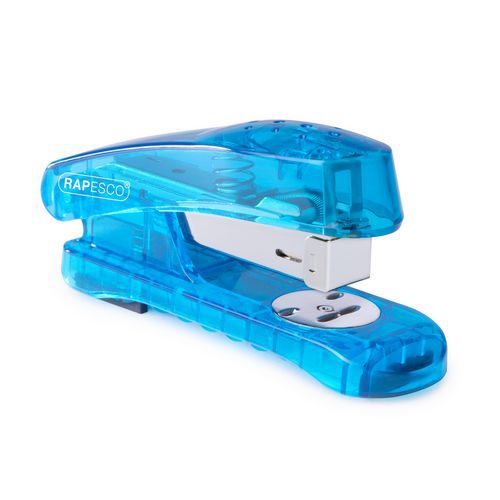 Rapesco - Agrafeuse de bureau SNAPPER - Bleu/Transparent - 20 feuilles - Compacte et durable