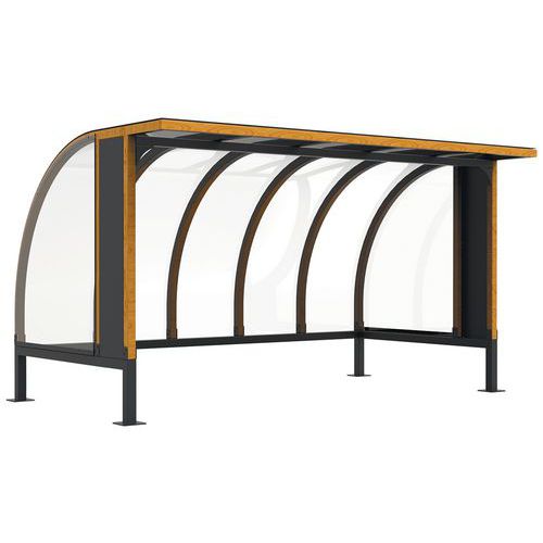 Abri Plus - Abri Vélos Bois de Cèdre 4x2.5m Anthracite - Robuste et Éco-responsable - Toiture Plexiglas