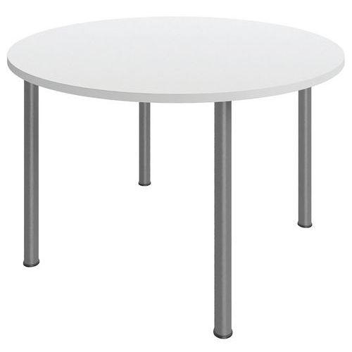 Table Réunion 4 Pieds Métal Ø 100 Cm Blanc / Alu