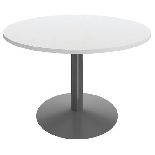 Table Réunion Pied Central Métal Ã˜ 120 Cm Blanc / Alu