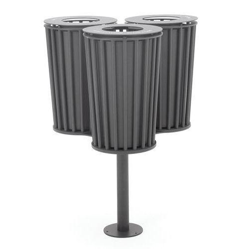 Poubelle Extérieure Triple Inoxydable - Gris