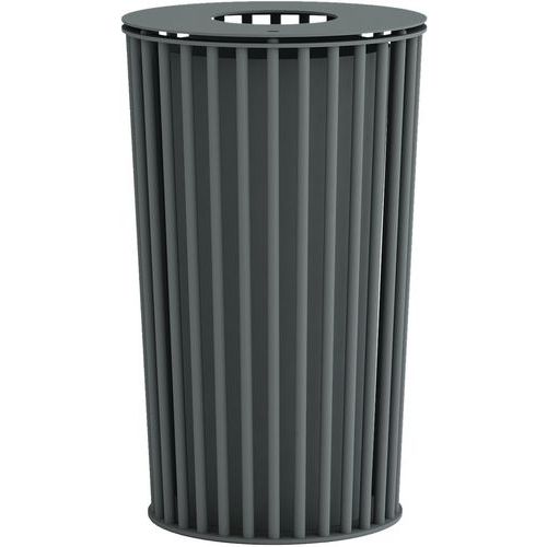 Poubelle extérieure Métal Gris 65L - Ouverture Fente - Hauteur 79cm - Robuste et Durable