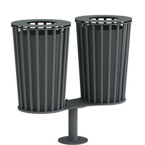 Poubelle Exterieure Double Inoxydable - Gris