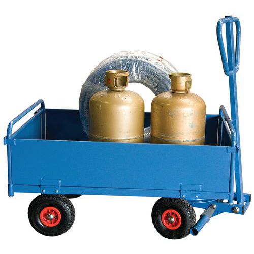 Chariot Fimm 500 Kg 1200x800mm Côtés Tôle Roues Pneumatiques