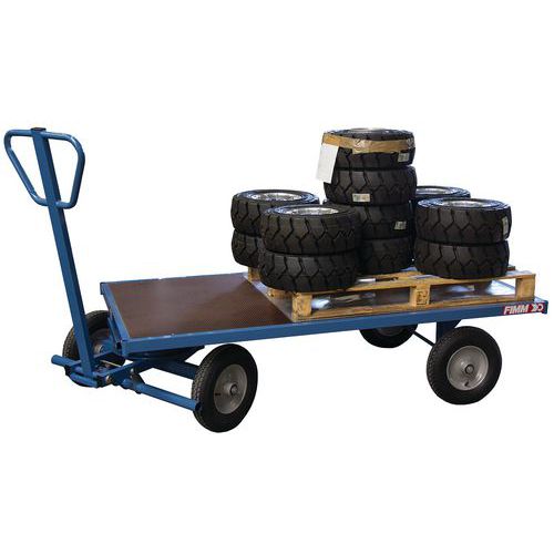 Chariot Fimm 1000kg 2000x1000mm Plateau Nu Roues Caoutchouc