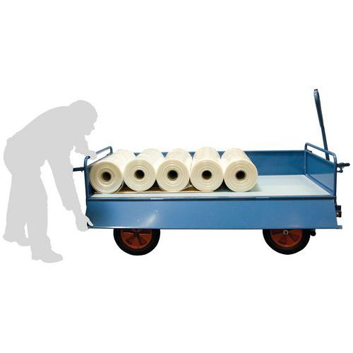 Chariot Fimm 1000kg 1600x800mm Côtés Tôle Roues Caoutchouc