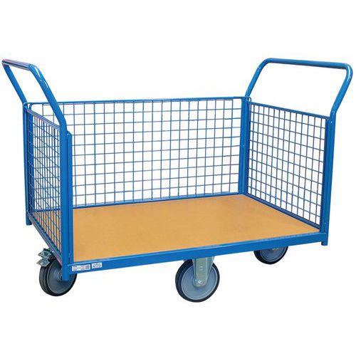 Chariot 500 Kg 1200x800 Mm 2+1 Côtés Grillagés Roues Losange