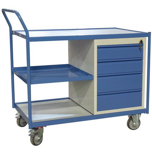 Servante 250 Kg 2 Plateaux 1000x600 Ã‰tagère + Bloc Tiroir