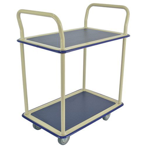 Desserte 200kg Tôle 2 Plateaux 740x480mm + Tapis Caoutchouc