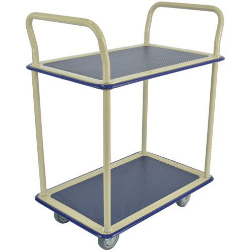 Desserte 300kg Tôle 2 Plateaux 890x590 Mm + Tapis Caoutchouc