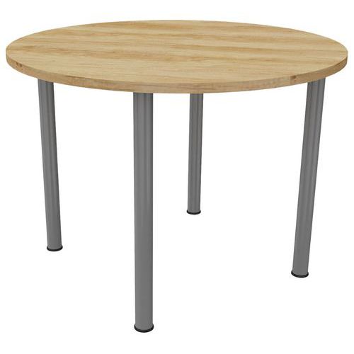 Table Réunion 4 Pieds Métal Ã˜ 100 Cm Chêne Vieilli / Alu