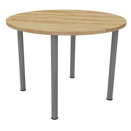 Table Réunion 4 Pieds Métal Ã˜ 120 Cm Chêne Vieilli / Alu