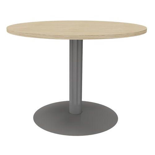 Table Réunion Pied Central Métal Ã˜ 100 Cm Chêne Fil / Alu