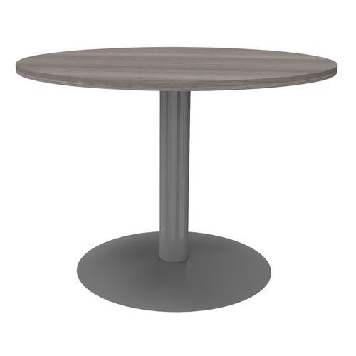 Table Réunion Pied Central Métal Ã˜ 100 Cm Cèdre / Alu