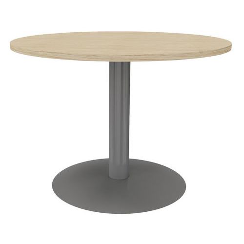Table Réunion Pied Central Métal Ã˜ 120 Cm Chêne Fil / Alu