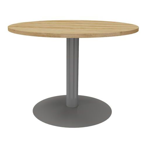 Table Réunion Pied Central Métal Ã˜ 120 Cm Chêne Vieilli / Alu