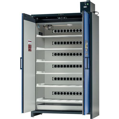 Armoire D’entreposage Battery Charge Pro Ion-charge Pro-90 Io90.195.120.k3.wdc Bleu 1 Blocs Multiprises (fr/nl) 6 Étagère Perforée 1 Bac De Rétention
