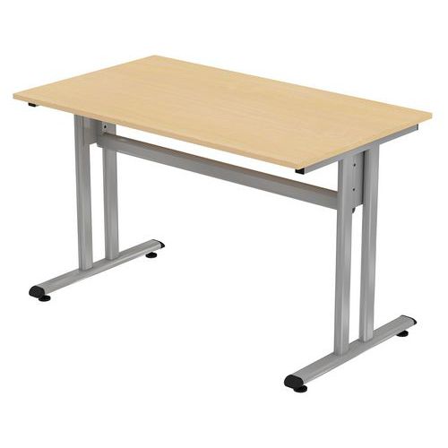 MBA - Table de réunion Modula 160x70 cm Hêtre - Piétement Gris Métal - Éco-responsable