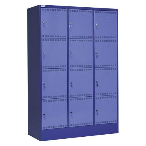 Thurmetall - Armoire à casiers électriques 12 cases - Bleu foncé/Bleu clair - Acier - 1790x1205x582mm - Sécurisé à clé
