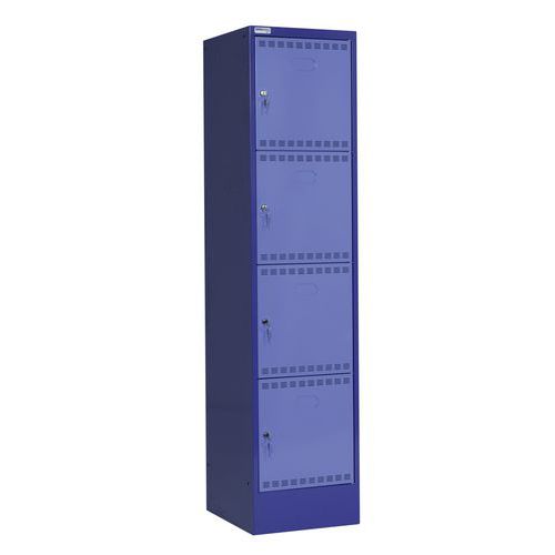 Thurmetall - Armoire à casiers électriques 4 cases - Bleu foncé/Bleu clair - Acier - Livré monté - Aération - 1790x415x582mm