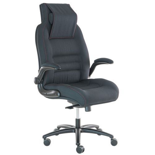 Chaise de bureau Posido 24h Noir - Ergonomique et Confortable - Supporte 200kg - Têtière Réglable