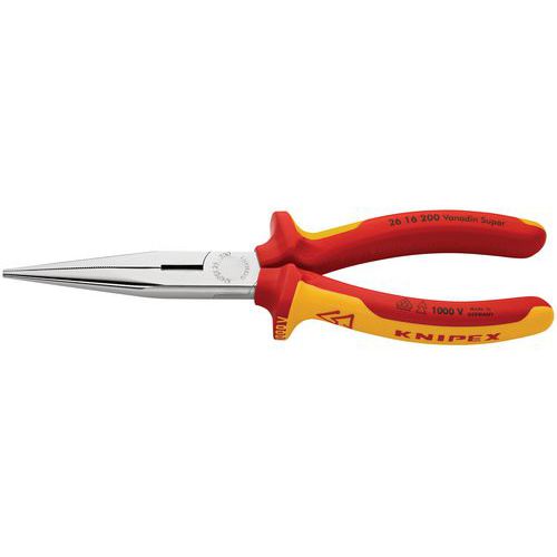 Pince à Becs Demi-ronds 200mm Avec Tranchant - Chromée - Isolée 1000v