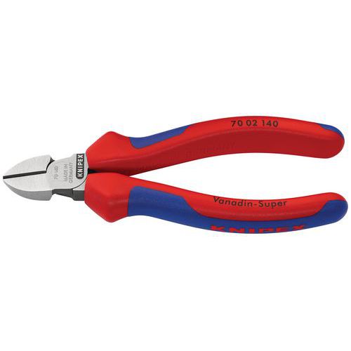 Knipex - Pince coupante de côté 140mm - Tête étroite bi-matière polie - Coupe diagonale 1.8mm - Acier - 150g