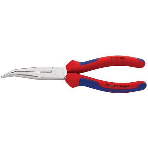 Pince à Becs Demi-ronds 200mm Coudés - Gainage Bi-matière - Chromée