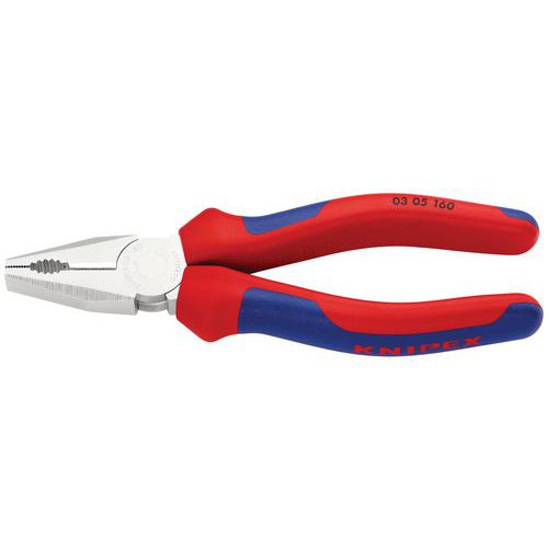 Knipex - Pince universelle 160mm - Chromée bi-matière - Tranchant avec biseau - Outillage à main