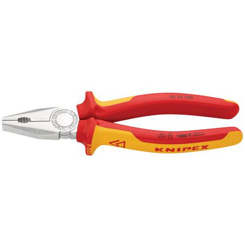 Pince 200mm Avec Tranchant - Gaine Bi-matière - Chromée Isolée 1000v