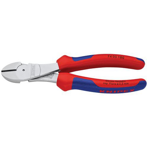 Pince Coupante De Côté Démultipliée 180mm - Bi-matière - Chromée