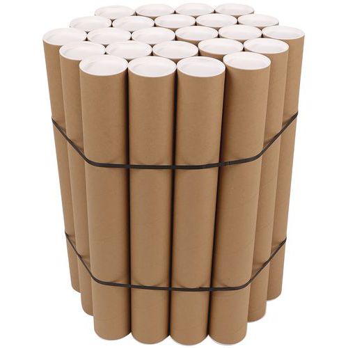 Tube d'expédition carton kraft Havane A1 63cm - Éco-responsable 95% recyclé - Idéal pour documents longs