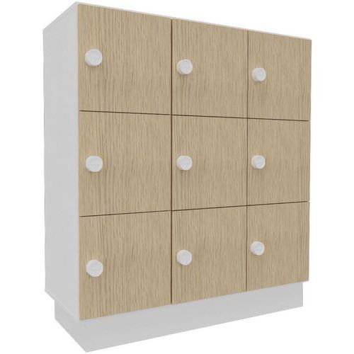 Casier 9 Cases L.117 X H.119 Blanc/portes Chêne Fil