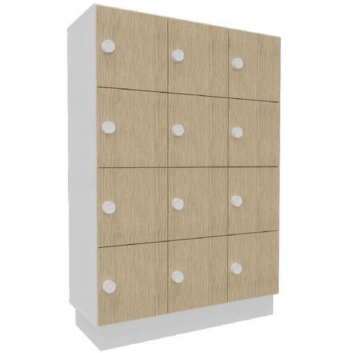 Casier 12 Cases L.117 X H.1575 Blanc/portes Chêne Fil