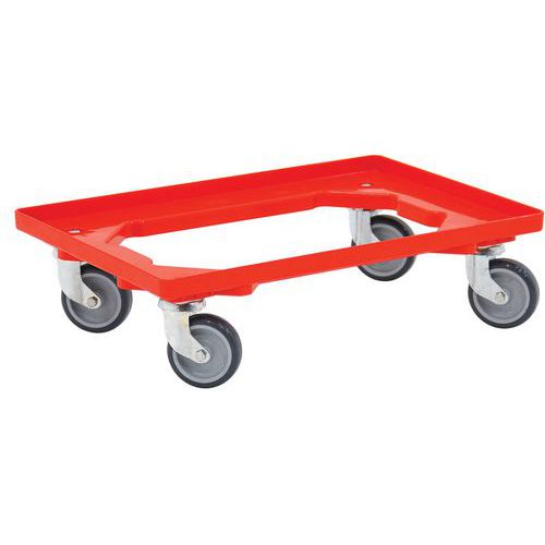 Plateau Roulant Polypropylène Rouge 600x400mm - Force 250 Kg