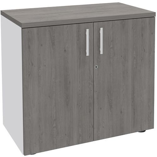 Armoire Basse 72x80 1 Tab. Bois Blanc/chêne Gris